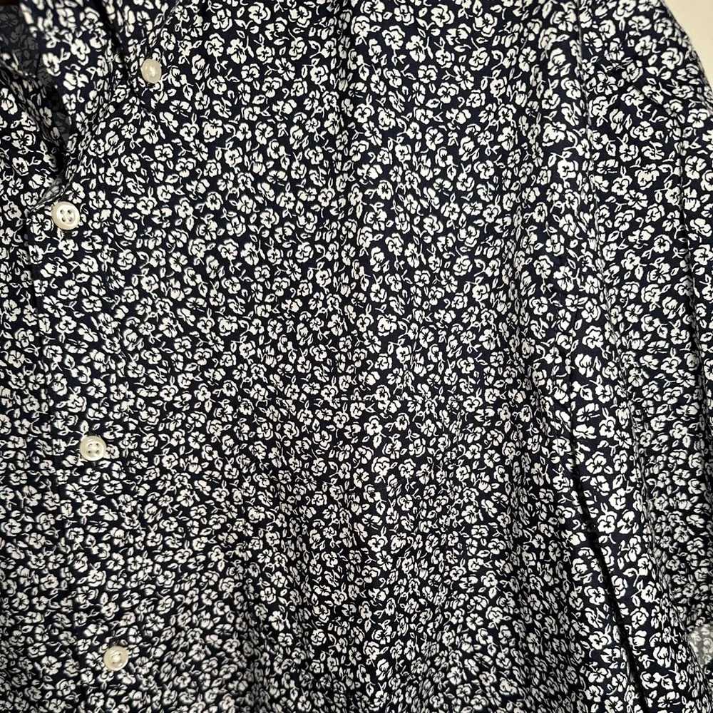 JCREW - Men’s Blue/White Floral Short Sleeve Button Down, Size 2XL